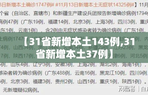 【31省新增本土143例,31省新增本土37例】