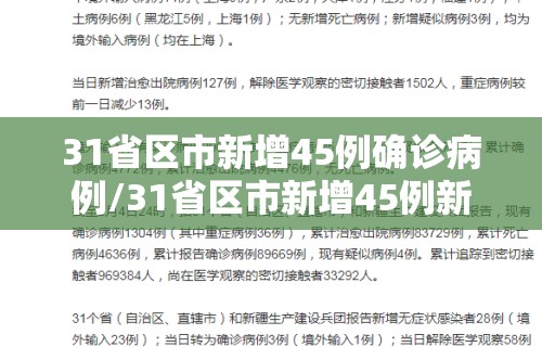 31省区市新增45例确诊病例/31省区市新增45例新闻