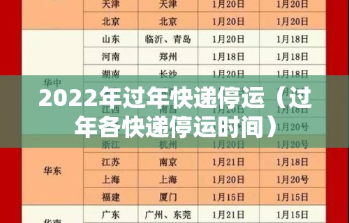 2022年过年快递停运（过年各快递停运时间）