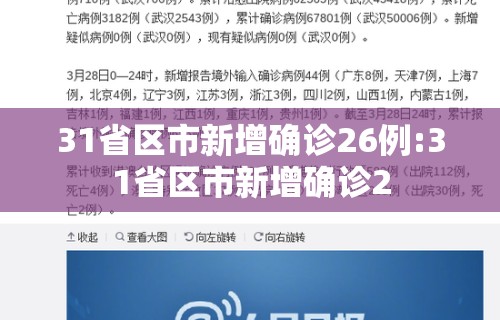31省区市新增确诊26例:31省区市新增确诊2