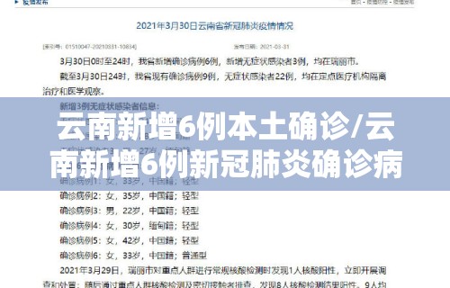 云南新增6例本土确诊/云南新增6例新冠肺炎确诊病例