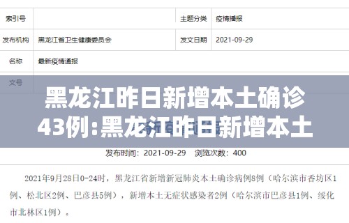 黑龙江昨日新增本土确诊43例:黑龙江昨日新增本土确诊43例病例