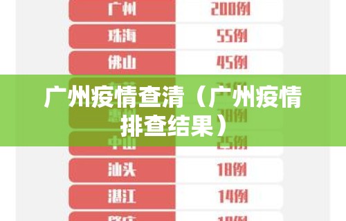 广州疫情查清（广州疫情排查结果）