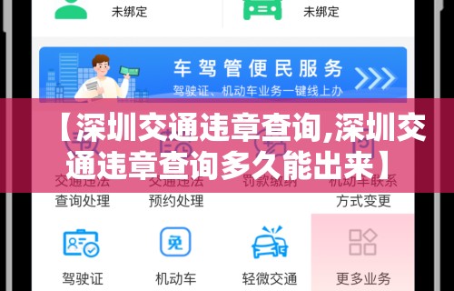 【深圳交通违章查询,深圳交通违章查询多久能出来】
