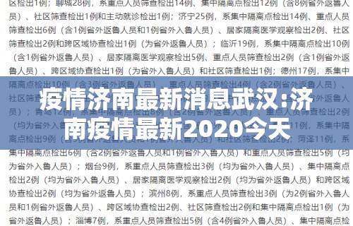 疫情济南最新消息武汉:济南疫情最新2020今天