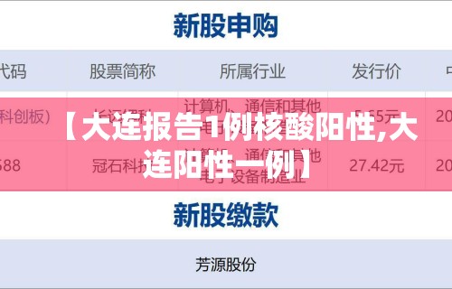 【大连报告1例核酸阳性,大连阳性一例】