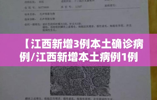 【江西新增3例本土确诊病例/江西新增本土病例1例】